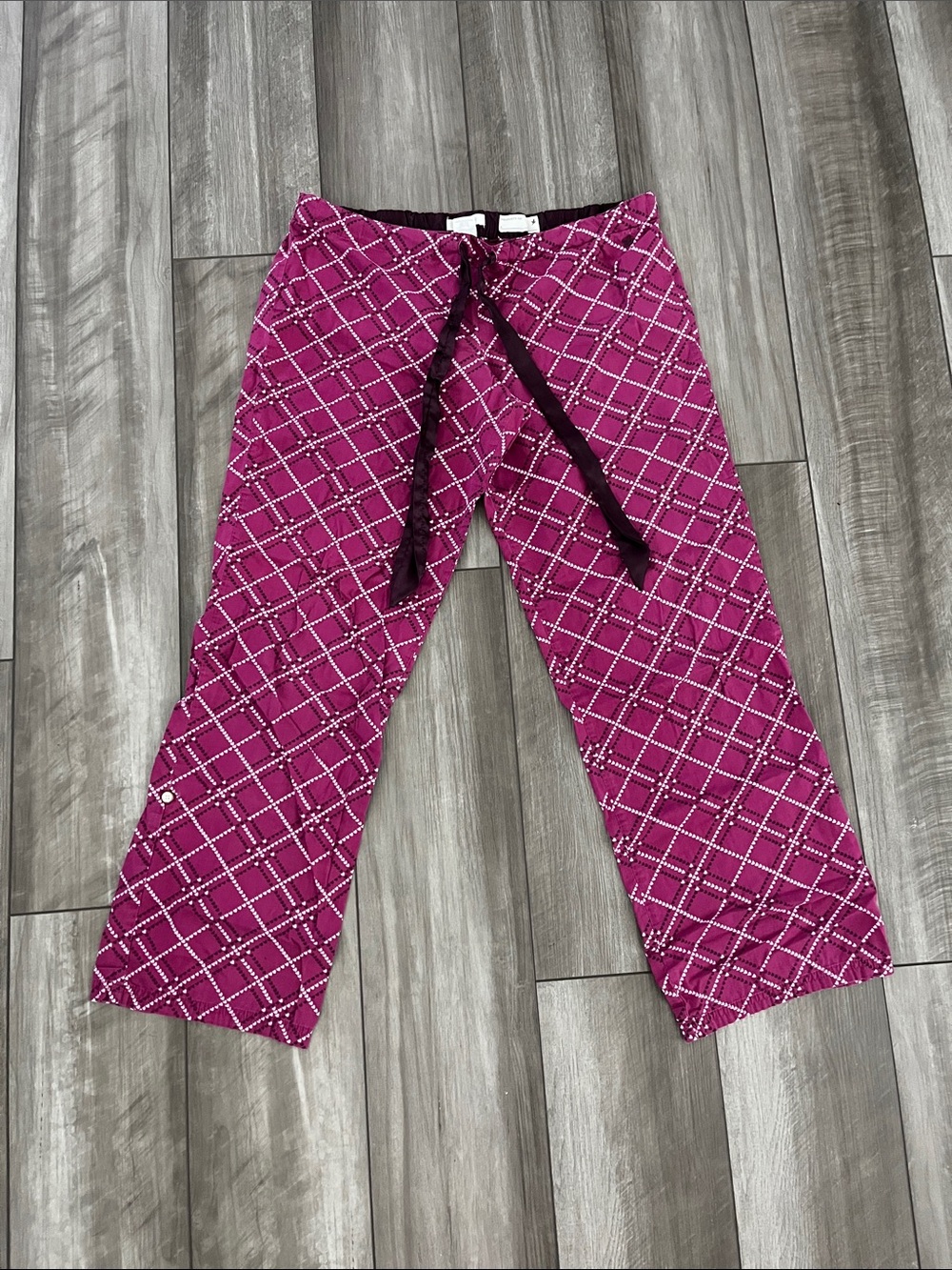 aerie Raspberry Pink Patterned Lounge Pants with Drawstring